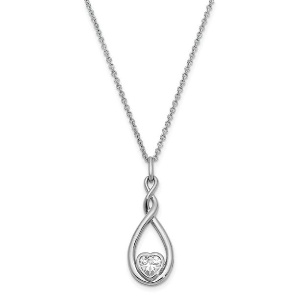 Sterling Silver CZ Stone Heart Pendant with 18inches Ball Chain Sterling Silver CZ Stone Heart Pendant with 18inches Ball Chain